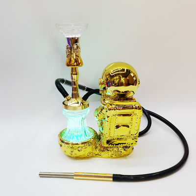 Hars 38CM Hookah Design Goud Wit Aluminium 1 slang Shisha met LED-licht