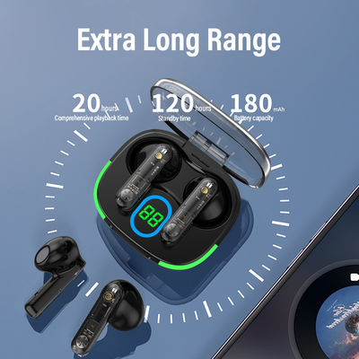 Waterdichte TWS oortelefoons met een laag latency en een transparant LCD-scherm
