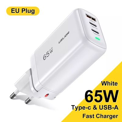 65W USB Type C GAN Wandoplader EU Plug voor snel opladen Laptops en draagbare telefoons