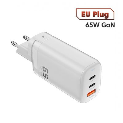 65W USB Type C GAN Wandoplader EU Plug voor snel opladen Laptops en draagbare telefoons