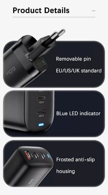 65W USB Type C GAN Wandoplader EU Plug voor snel opladen Laptops en draagbare telefoons