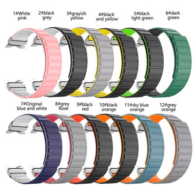 22mm SamSung Watch 4 Magnetische lederen bandband met dubbel kleur draaiend en nylon
