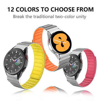 22mm SamSung Watch 4 Magnetische lederen bandband met dubbel kleur draaiend en nylon