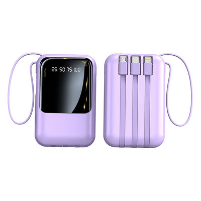 Socket Standard 10000mAh Mini Power Bank LED Display Power Charger met 4 kabels