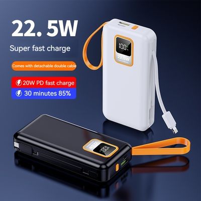 Buiten 10000mAh TC Port Mini 22.5W Fast Charging Power Bank met kabel en reële capaciteit
