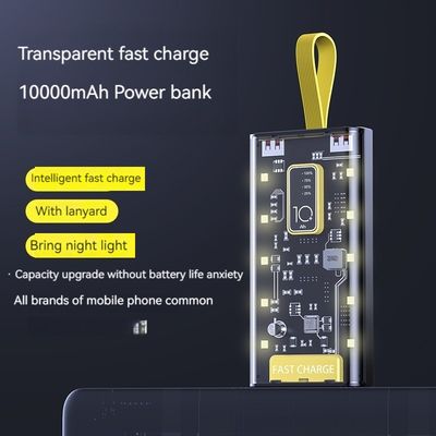 TYPE-C Input Interface Power Bank Transparante mobiele voedingsbron van 10000 mAh voor iPhone 15 14