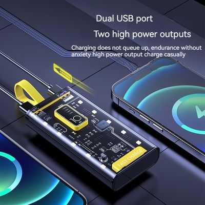 TYPE-C Input Interface Power Bank Transparante mobiele voedingsbron van 10000 mAh voor iPhone 15 14