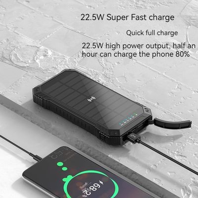 Buitenstroombank voor iPhone 15 15W Draadloze uitgang 22,5W Zonne-opladen en 3A-uitgang