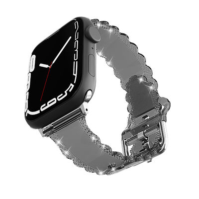 Populaire luxe stijl voor Apple Watch 45mm Clear Glitter Lace Diamond Replacement Band