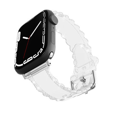 Populaire luxe stijl voor Apple Watch 45mm Clear Glitter Lace Diamond Replacement Band
