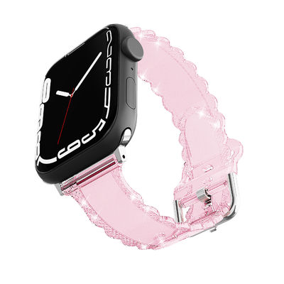 Populaire luxe stijl voor Apple Watch 45mm Clear Glitter Lace Diamond Replacement Band