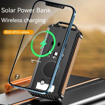 Li-polymer batterij Zonne-energiebank 10000mAh voor iPhone 15 Draadloos opladen en buiten