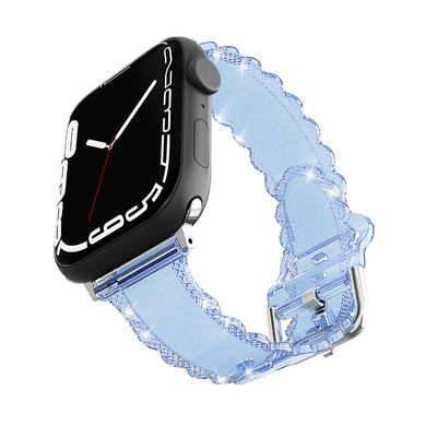 Populaire luxe stijl voor Apple Watch 45mm Clear Glitter Lace Diamond Replacement Band
