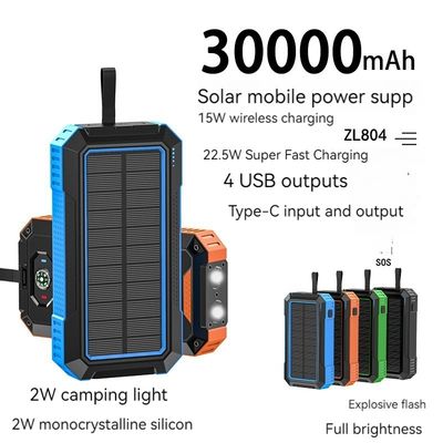 15W uitgangsvermogen Private Mould draadloos opladen Zonne-energiebank voor iPhone 30000mAh