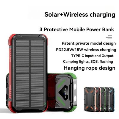 Draadloos 15W/USB 22.5W Output Zonne-energiebank 20000mAh voor mobiele telefoons Smartphones