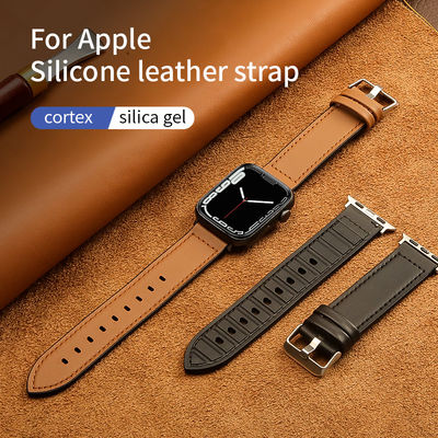 22 mm siliconen leer horlogeband voor iWatch Series 6 5 4 3 2 1 SE Luxe en duurzaam