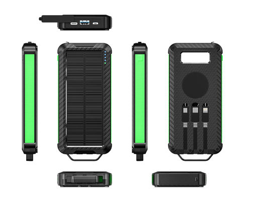 Ultra Thin Fast Charging Battery Charger 10000mAh Wireless Solar Power Bank voor buiten