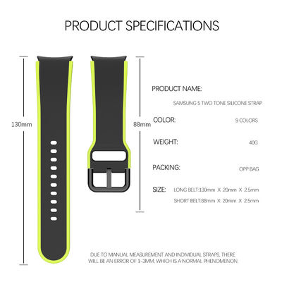 Samsung Galaxy Watch 5 40mm 44mm Silicone band met dubbel gezicht Design Band Breedte 20mm